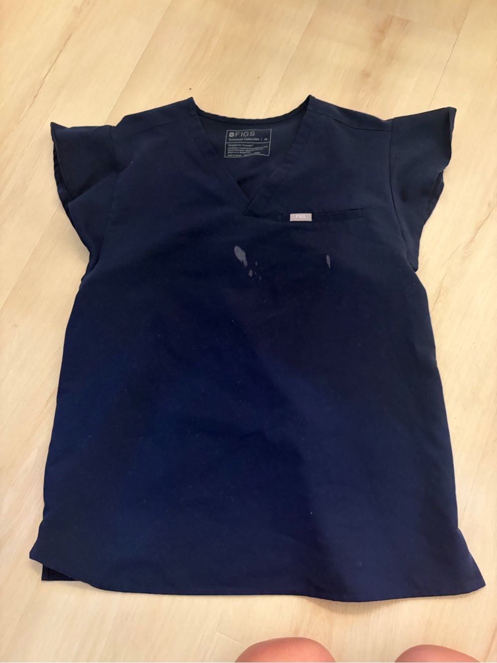 FIGS Navy Flutter Sleeve Natal Top